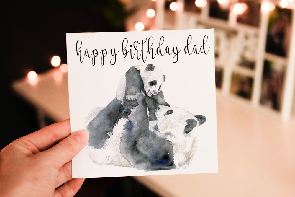 Dad Birthday Card, Panda Bear Birthday Card, Card for Dad